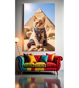 MISIR KEDİSİ V22 Ev Duvar Salon Güzellik Salonu Ofis Dükkan Dekarasyon Kanvas Tablo (Çok Renkli)