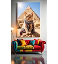 MISIR KEDİSİ V22 Ev Duvar Salon Güzellik Salonu Ofis Dükkan Dekarasyon Kanvas Tablo (Çok Renkli)