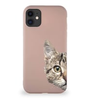 Apple iPhone 11 Soft Premier Kapak Catface Tasarımlı Silikon Kılıf - Pudra (Şeffaf)