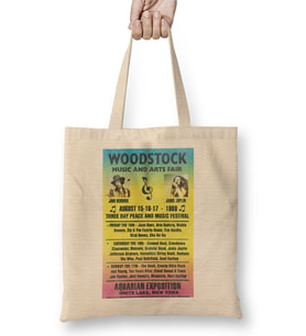 Woodstock 1969 Rainbow Poster Bez Çanta Uzun Saplı