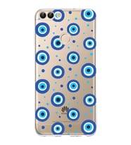PrintiFy Huawei P Smart 2018 ile Uyumlu 1mm Slim Fit Nazar Boncuğu 1 Baskılı Şeffaf  Kılıf