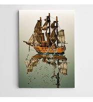 Ağaç Gemi ve Gölgesi Modern Sanat Kanvas Tablo