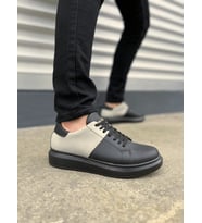 Boost Bağcıklı Cilt Süet Erkek Günlük Sneaker Ayakkabı Siyah Gri