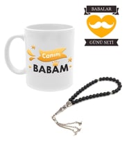 Canım Babam Baskılı Kupa & Onix Taşlı Tesbih Hediye Seti (Model 1)