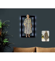 BK Gift Kişiye Özel Tam Boy Büyükanne Karikatürlü 3D Led Işıklı Ahşap Tablo-1