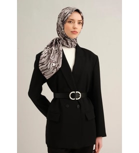 Armine Sura İpek Eşarp 9335-87 Gri Karışık Desen