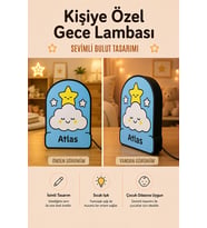 Kişiye Özel İsimli Yıldızlı Sevimli Bulut Gece Lambası Sıcak Işıklı Çocuk ve Bebek Odası Dekoru