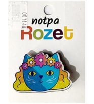 Notpa Rozet Ahşap Çiçekli Kedi - 3 adet