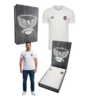 Beşiktaş Umbro Beşiktaş Antrenman Beyaz  Pamuklu T-Shirt  LAZER KUTU HEDİYELİ