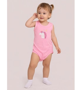 Civil Baby Unicorn Baskılı 0-3 Yaş Çıtçıtlı Badi - Pembe