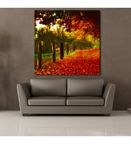 KIRMIZI DÖKÜLEN YAPRAKLAR TEMALI KANVAS TABLO 200x200cm