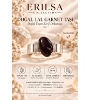 Sertifikalı Doğal Lal Garnet Taşı Ayarlanabilir El İşçiliği Gümüş Renk Yüzük Oğlak Koç Akrep