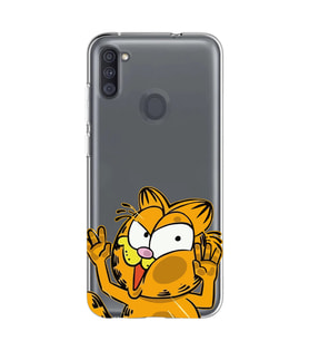 Samsung Galaxy M21 Uyumlu Garfield Desenli Şeffaf Telefon Kılıfı
