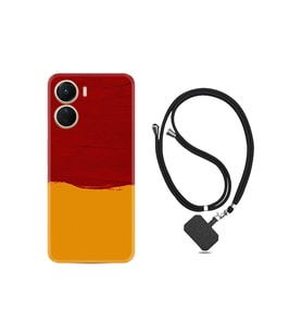 Vivo Y16 Kılıf Ipli Boyun Askılı Desenli Silikon Sarı Kırmızı Boya 1708