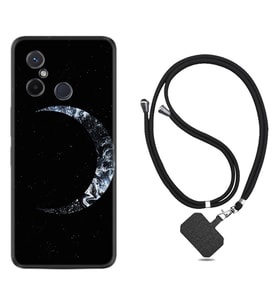 Xiaomi Redmi 12C Kılıf Silikon Boyun Askılı İpli Desenli Silikon Yalnız Ay 1744