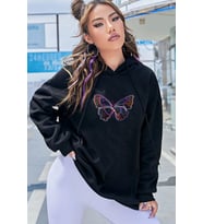 Unisex Butterfly Baskılı Sweatshirt (Siyah)