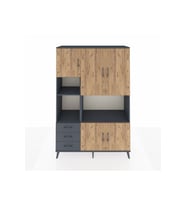 Hyperion Dolap 9 Raflı 3 Çekmeceli 5 Kapaklı 132x44x195 Antrasit-Çam/Antrasit