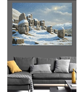 Nemrut Dağı Ve Gece Dekoratif Kanvas - Mdf Ahşap Tablo