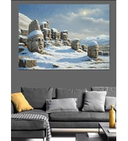 Nemrut Dağı Ve Gece Dekoratif Kanvas - Mdf Ahşap Tablo