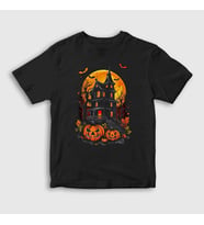 Presmono Unisex Çocuk Siyah Haunted House Halloween Cadılar Bayramı T-Shirt 500621tt