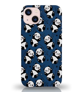 Apple iPhone 13 Mini Uyumlu Lansman Kılıf Panda Tasarımlı İçi Kadife Kapak-Lacivert (Şeffaf)
