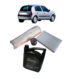 2002-2005 RENAULT CLİO B 1.2 16 VALVE PERİYODİK BAKIM SETİ HAVA + POLEN + YAĞ FİLTRESİ elf 10W40