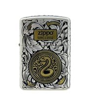 Zippo Deep Carve Snake Floral Dizayn Armor Case Özel Seri Çakmak