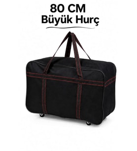 Seyahat Hurç Çantası Büyük Boy Hafif Tekerlekli Siyah