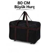 Seyahat Hurç Çantası Büyük Boy Hafif Tekerlekli Siyah