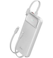 10000mAh 22.5W Led Ekranlı Lightning ve Type-C Kablolu Powerbank Taşınabilir Hızlı Şarj Cihazı Beyaz