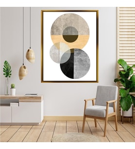 Tablore Minimalist Geometrik Daireler Tablosu Çerçeveli Kanvas Tablo Modern Salon Dekoru