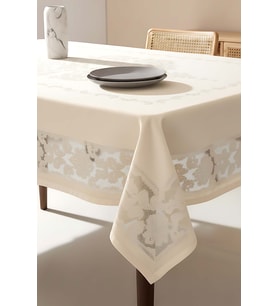 Jumbo Jakar Krem Sıvı İtici Leke Tutmaz Masa Örtüsü 160x220 cm