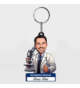 Karikatürlü - Erkek Patolog İsimli Anahtarlık