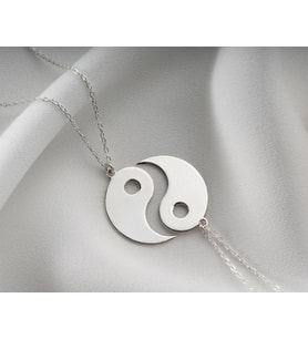Kişiye Özel 925 Ayar Gümüş Çift Yin Yang Kolye