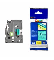 PUUN®Brother P-Touch TZE-741 18MM x 8m Yeşil Üzerine Siyah Muadil Laminasyon Etiket Şeridi (Çok Renkli)