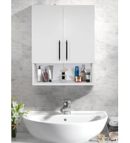 Modern 2 Kapaklı Beyaz Lavabo Üstü Banyo Dolabı