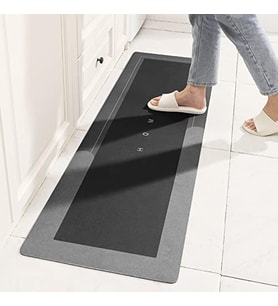 Paspası Halısı, Süper Emici Zemin Paspası Hızlı Kuruyan İnce Banyo Paspasları Halılar Kauçuk Kaymaz Alt Duş Halıları Duş Lavabo Küvet için 40 cm x 120 cm, Koyu Gri