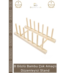 #AhşapStand Bambu Ahşap Mutfak Tabaklık Tabak Bardak Kurutmalık Ofis Amaçlı Düzenleyici 8 Gözlü Stan