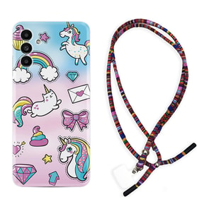 Samsung A23 A31 A32 A50 A51 A52 A53 A70 Kılıf Boyun Asklı Rasta Silikon Unicorn Mektup 1800