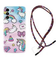 Samsung A23 A31 A32 A50 A51 A52 A53 A70 Kılıf Boyun Asklı Rasta Silikon Unicorn Mektup 1800
