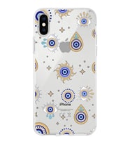PrintiFy Apple  iPhone XS ile Uyumlu 1mm Slim Fit Nazar Boncuğu 5 Baskılı Şeffaf  Kılıf