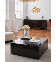 Most Lignum Görünümlü Orta Sehpa 80x80 cm. (Evinize Teslim) (Parlak Siyah)