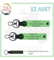 Motosiklet Tutkunlarına, İsim Plaka ve 0 (+) Kan Grubu Yazılı Acil Durum x2 Anahtarlık, F Yeşil-Ysl (Çok Renkli)