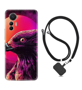 Xiaomi 12 Lite Kılıf Silikon Boyun Askılı İpli Desenli Silikon Red Eagle 1752