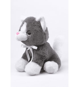 Peluş Oyuncak Oturan Kedi Çift Renkli 30 Cm - Gri Beyaz (Gri-Beyaz)
