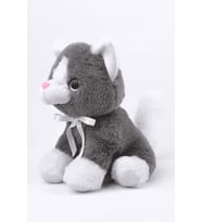 Peluş Oyuncak Oturan Kedi Çift Renkli 30 Cm - Gri Beyaz (Gri-Beyaz)