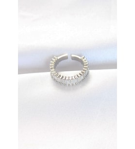 Sıralı Baget Taşlı Silver Renk Ayarlanabilir Yüzük TJ-BYK3110
