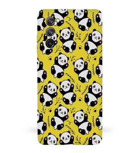 Samsung Galaxy S20 FE Uyumlu Lansman Kılıf Panda Tasarımlı İçi Kadife Kapak-Sarı (Şeffaf)