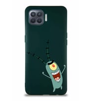 Oppo Reno 4 Lite Soft Premier Kapak Plankton Tasarımlı Silikon Kılıf - Yeşil (Şeffaf)