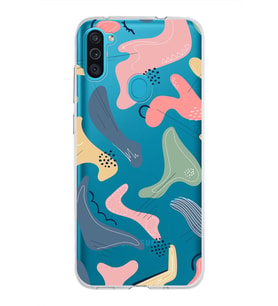 Samsung Galaxy M11 Kapak Abstract Tasarımlı Şeffaf Silikon Kılıf